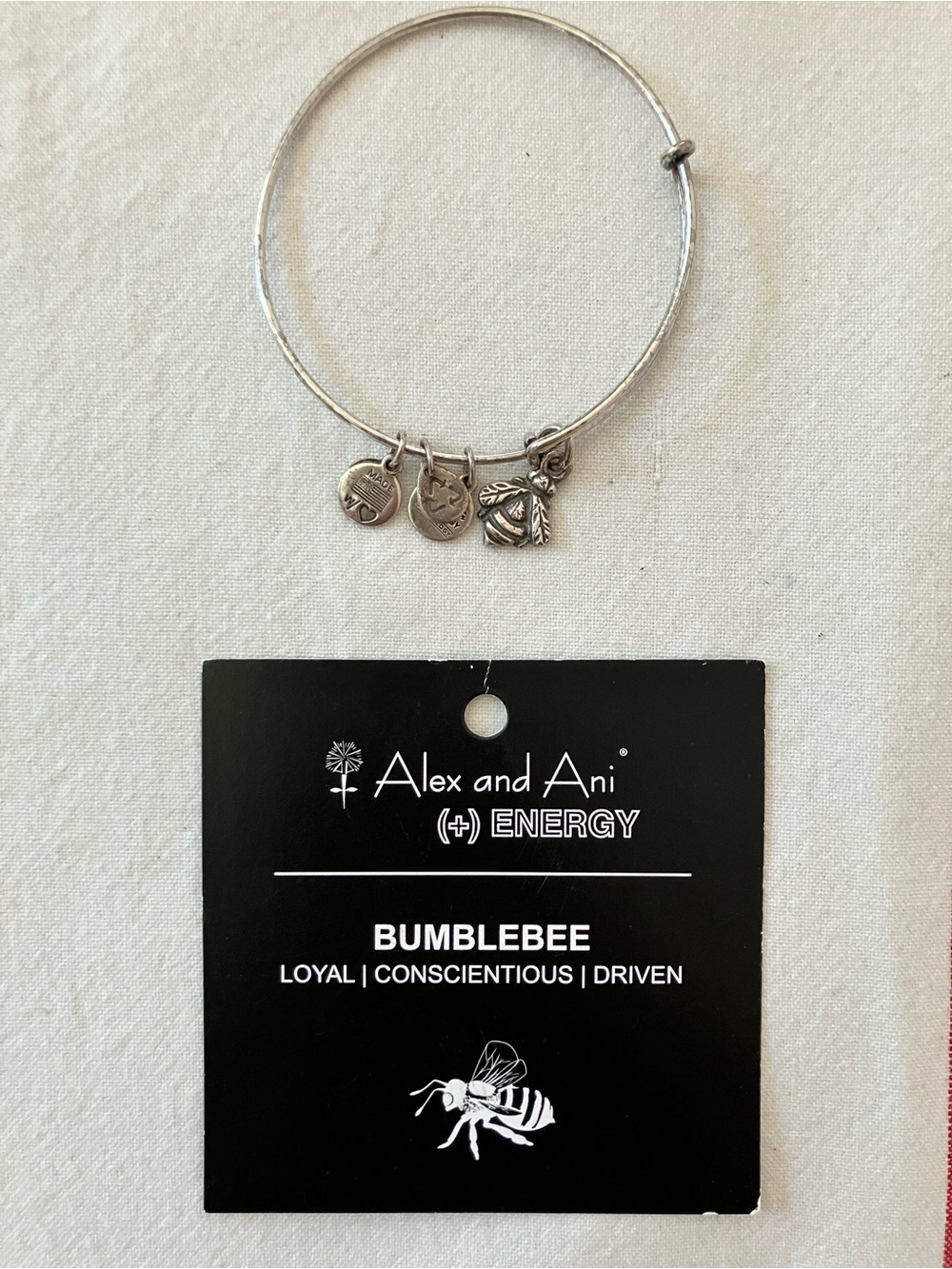 Alex and Ani Silver Bumblebee Charm Bangle
